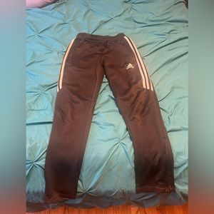 Adidas pants, black w white strips, size M in boys